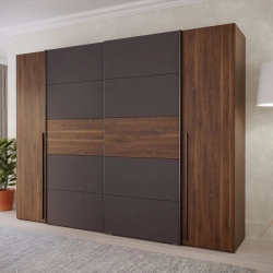 Szafa ubraniowa 270 cm Przesuwna Kolor Orzech Bakersfield/Grafit